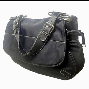 Furla Black Canvas Hobo Bag